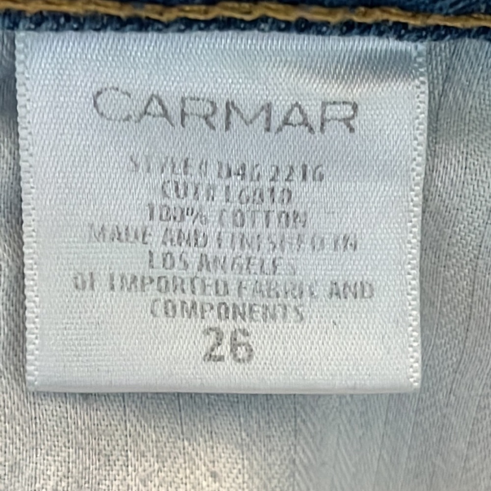 CARMAR Jeans Straight Leg High Rise Destroyed Busted Knee Grunge Designer 2/26 - Picture 2 of 9